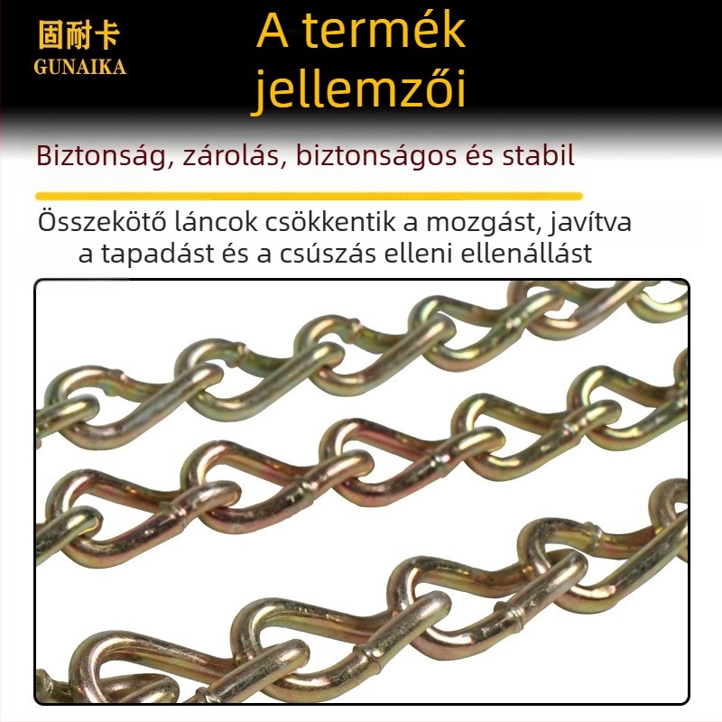 Csúszásgátló lánc univerzális autógumikhoz, vasból készült, univerzális járműtípushoz, 165-285-ös gumikhoz, Modell: Universal Emergency Anti-Slip Chain, Súly 7,5 kg