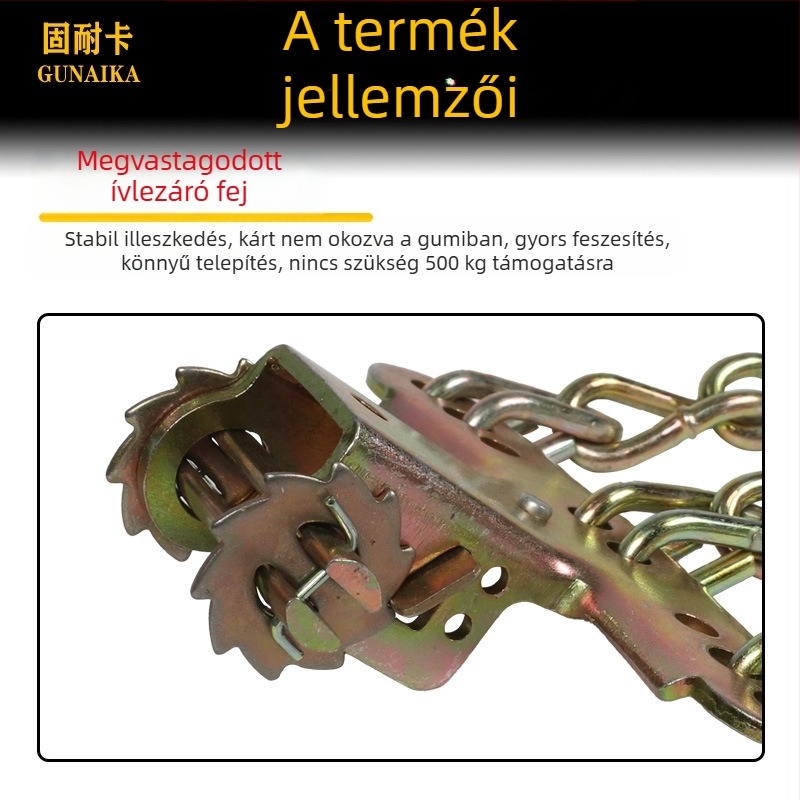 Csúszásgátló lánc univerzális autógumikhoz, vasból készült, univerzális járműtípushoz, 165-285-ös gumikhoz, Modell: Universal Emergency Anti-Slip Chain, Súly 7,5 kg