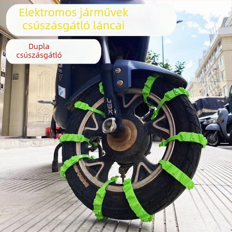Universális csúszásgátló lánc elektromos kerékpárokhoz, motorkerékpárokhoz és triciklikhez havas körülmények között