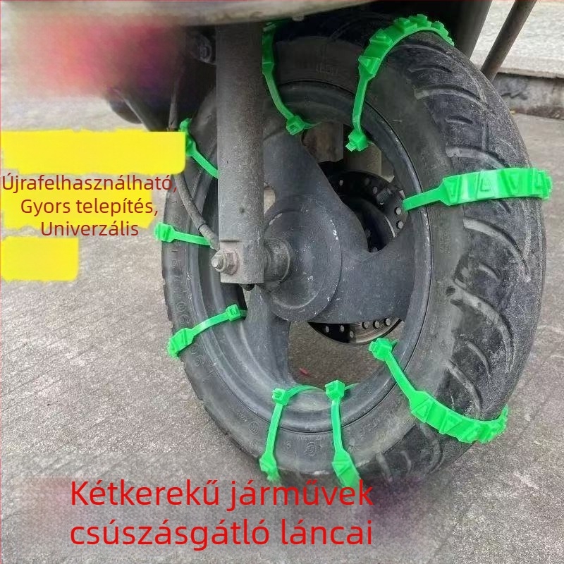 Universális csúszásgátló lánc elektromos kerékpárokhoz, motorkerékpárokhoz és triciklikhez havas körülmények között
