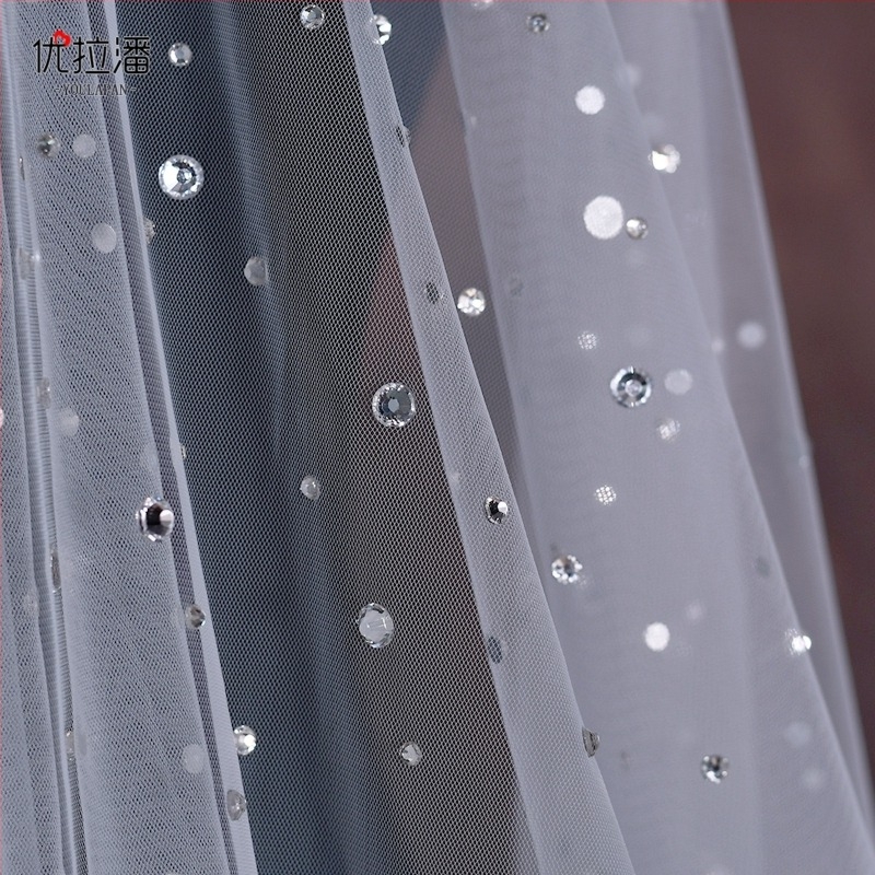 Menyasszonyi fátyol, katolikus stílus, U-alakú, nylonból, hosszú farkával, testreszabás elérhető