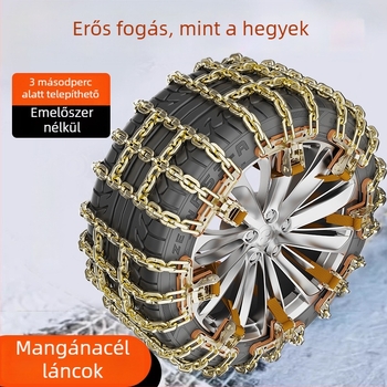 Acél hóláncok – univerzális téli járművekhez (van, személyautó és terepjáró), 165-275 mm gumira, 8 kg, testreszabható