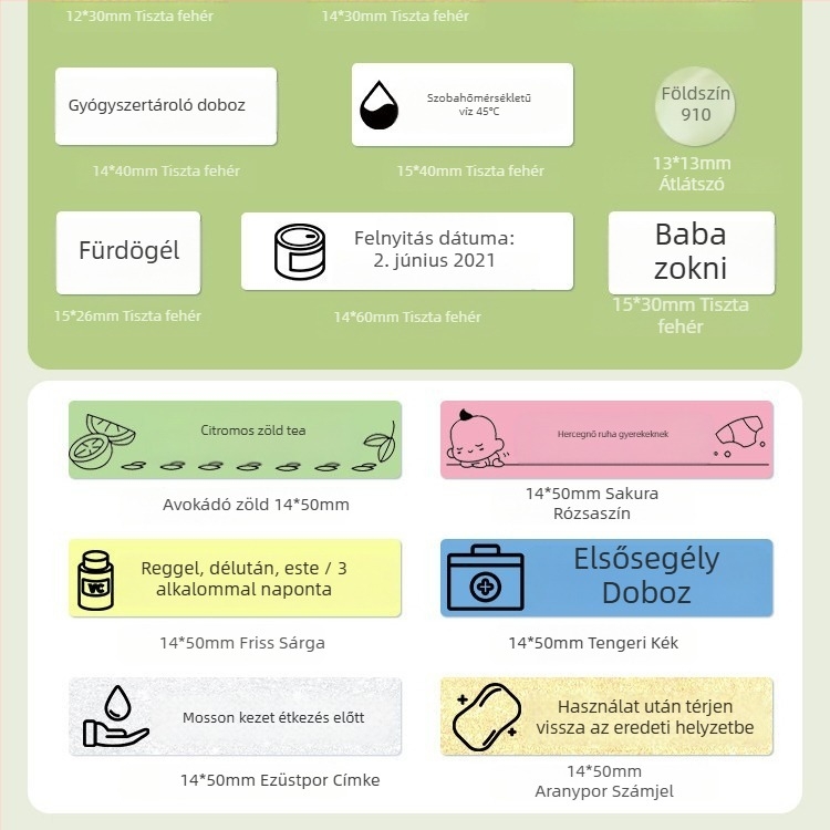 Phomemo D30 címkenyomtató - átlátszó termikus címke papír, önragasztó név címkék, 3 tekercs
