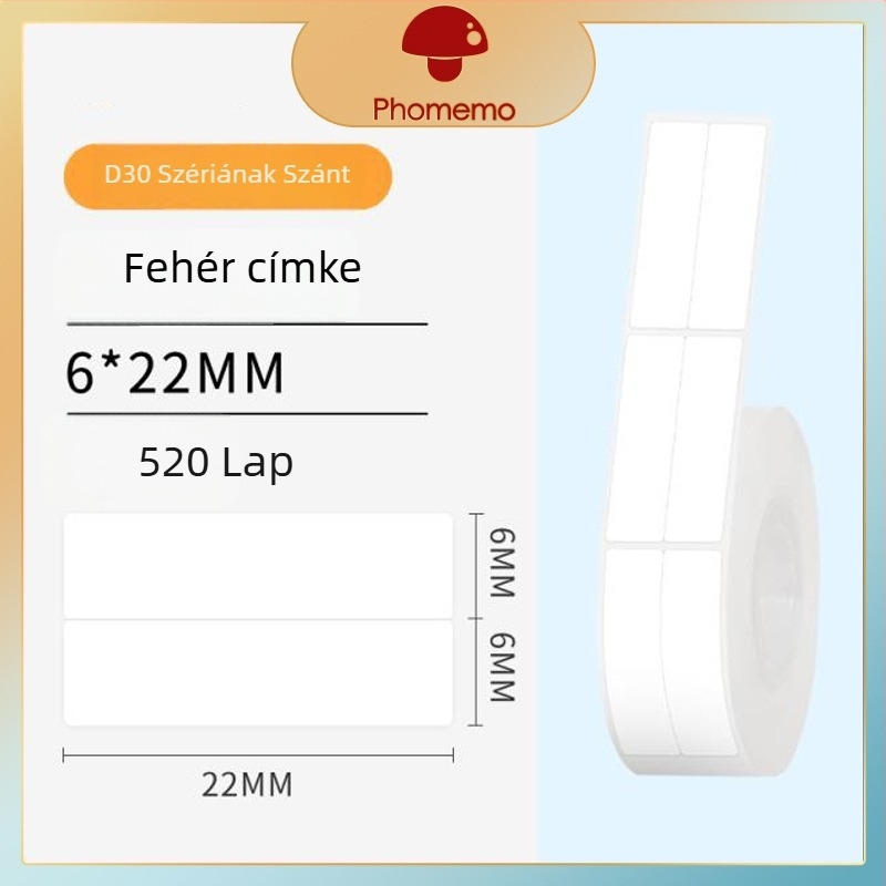 Phomemo D30 címkenyomtató - átlátszó termikus címke papír, önragasztó név címkék, 3 tekercs