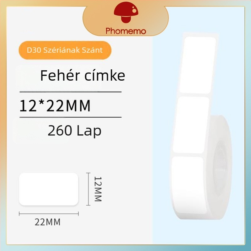 Phomemo D30 címkenyomtató - átlátszó termikus címke papír, önragasztó név címkék, 3 tekercs