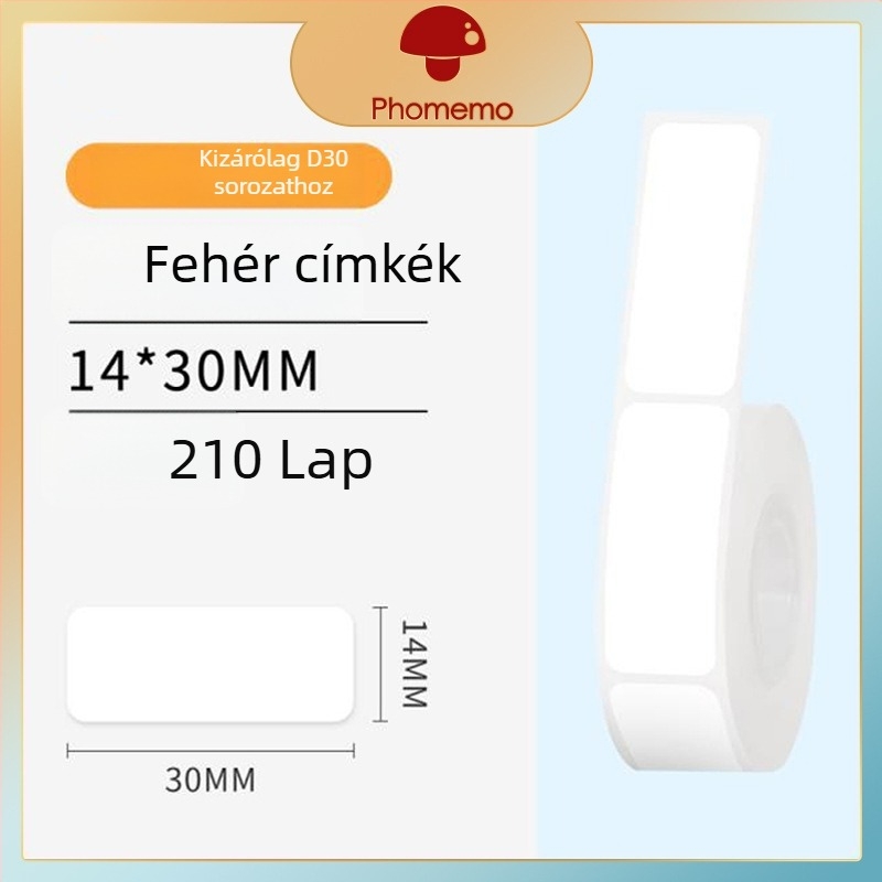 Phomemo D30 címkenyomtató - átlátszó termikus címke papír, önragasztó név címkék, 3 tekercs