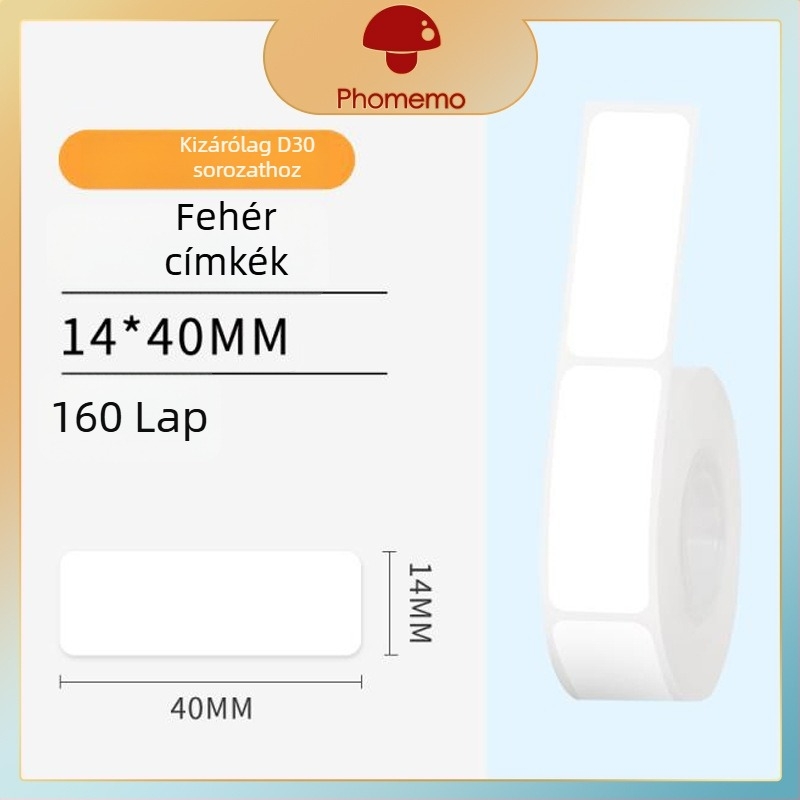 Phomemo D30 címkenyomtató - átlátszó termikus címke papír, önragasztó név címkék, 3 tekercs