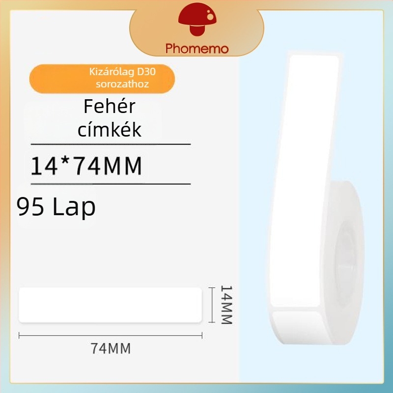 Phomemo D30 címkenyomtató - átlátszó termikus címke papír, önragasztó név címkék, 3 tekercs