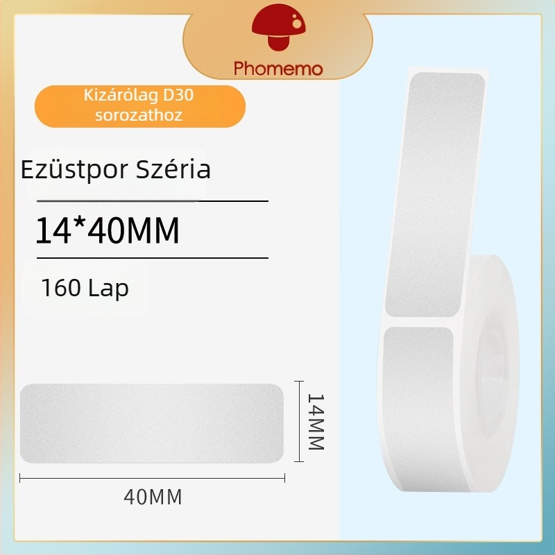 Phomemo D30 címkenyomtató - átlátszó termikus címke papír, önragasztó név címkék, 3 tekercs