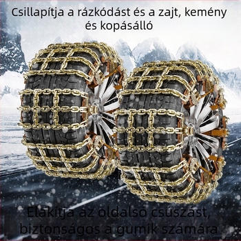 Grid típusú acél hólánc, univerzális téli használatra, sürgősségi autólánc; illeszkedik 165–275 gumimérethez; tömeg 1 kg; modell Grid