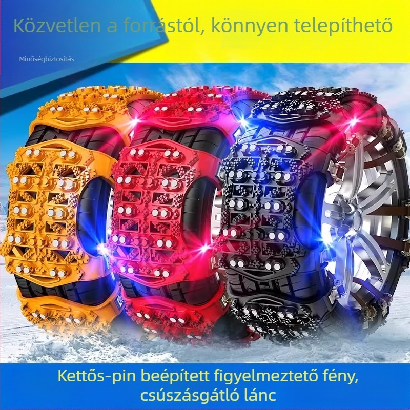 Téli csúszásgátló lánc autóhoz, új típusú károsításmentes, univerzális autókhoz, SUV-hez és kisbuszhoz