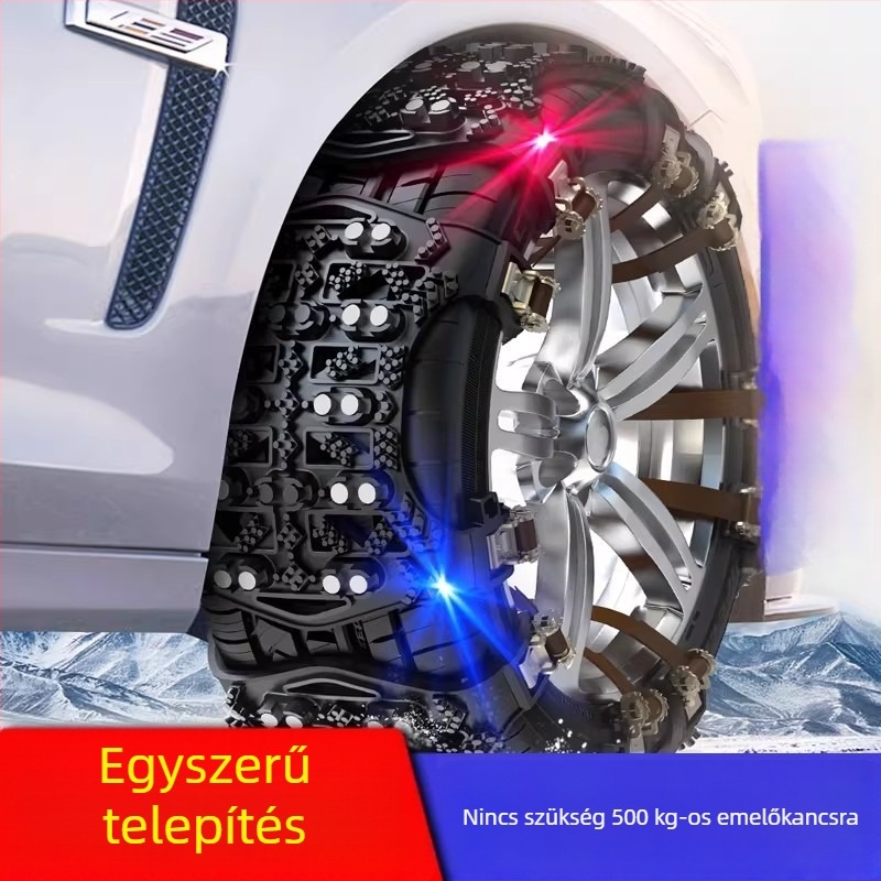 Téli csúszásgátló lánc autóhoz, új típusú károsításmentes, univerzális autókhoz, SUV-hez és kisbuszhoz