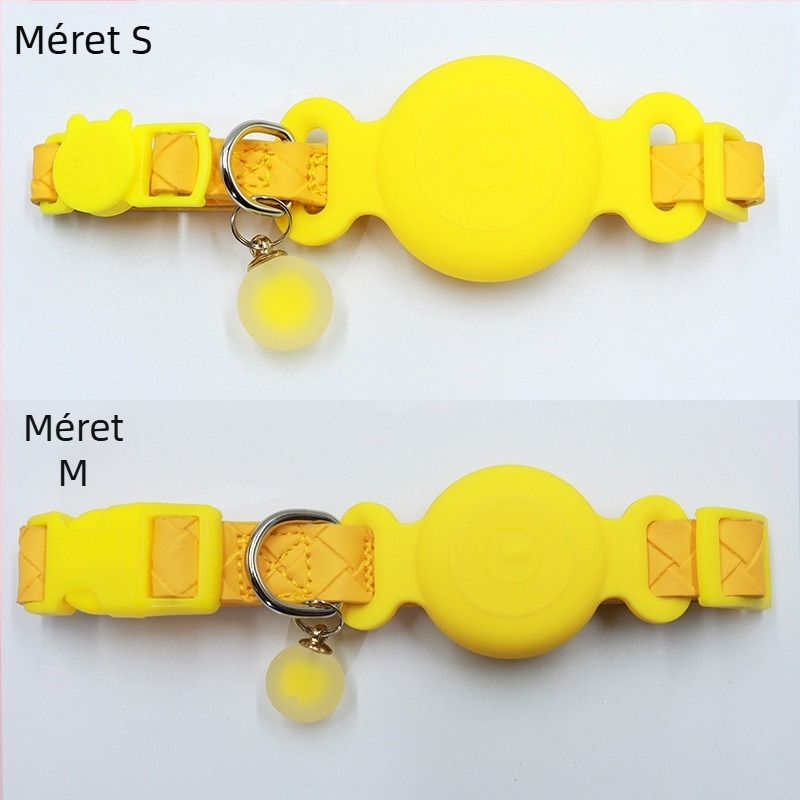 AirTag nyakörv helymeghatározó tok - vízálló szilikon hüvely, PU bőr szövés, macska nyakörv nyomkövetés, veszteség elleni