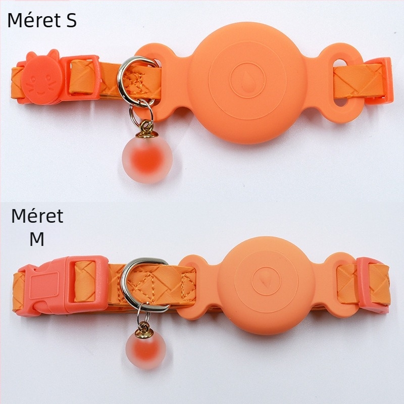 AirTag nyakörv helymeghatározó tok - vízálló szilikon hüvely, PU bőr szövés, macska nyakörv nyomkövetés, veszteség elleni