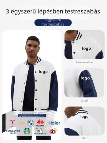 Drop-shoulder baseball kabát szabott munkaruházathoz sportcsapatoknak, hímzéssel, laza szabás, 80% poliészter külső, poliészter bélés, tél 2020