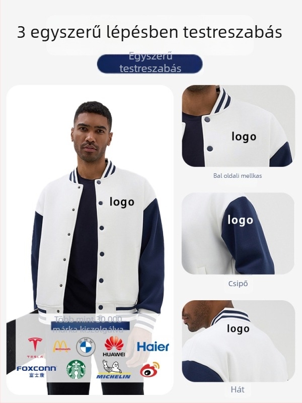 Drop-shoulder baseball kabát szabott munkaruházathoz sportcsapatoknak, hímzéssel, laza szabás, 80% poliészter külső, poliészter bélés, tél 2020