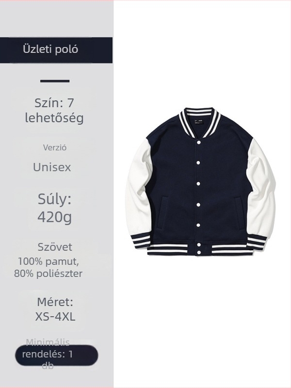 Drop-shoulder baseball kabát szabott munkaruházathoz sportcsapatoknak, hímzéssel, laza szabás, 80% poliészter külső, poliészter bélés, tél 2020