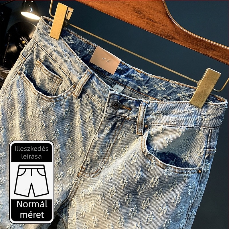 Férfiaknak szóló egyenes szabású rövidnadrág, nyári laza viselet, enyhe elasztikusság