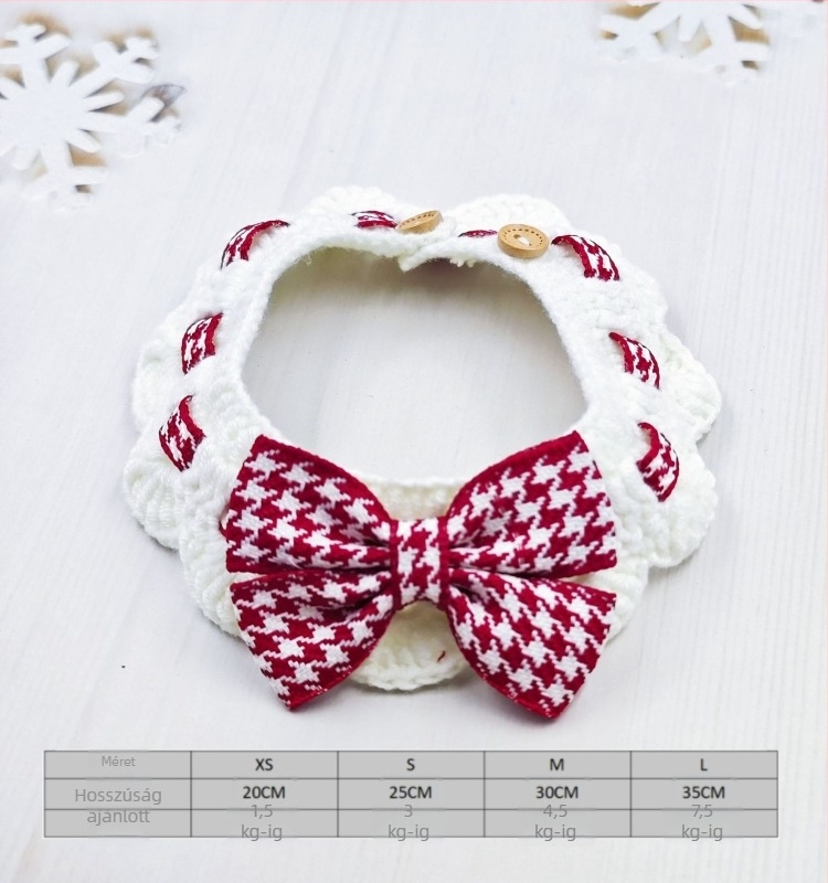 Állatnyakörv-sál macskáknak és kutyáknak – Karikatúra minta, kézzel horgolt, akril anyag, négy évszakos használat, hímzett részletek