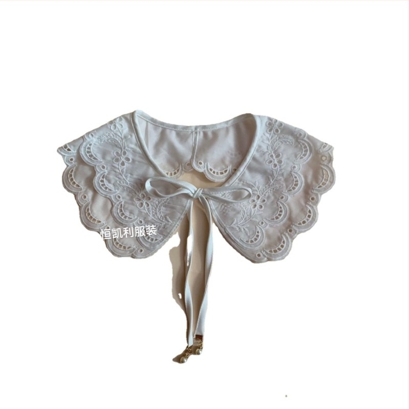 Koreai stílusú csipkés sál dekorat galléval, poliészter fonalból, bélés pamut szövet tej-selyem hímzéssel, sokoldalú divat kiegészítő