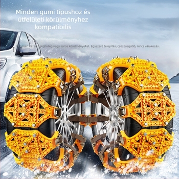 Univerzális gumi hólánc autókhoz és SUV-khoz, illeszkedik a 165–265 mm kerék szélességhez, súlya 2,8 kg