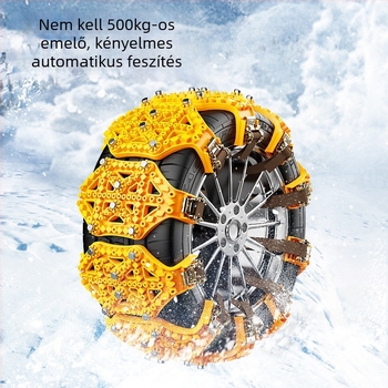 Univerzális gumi hólánc autókhoz és SUV-khoz, illeszkedik a 165–265 mm kerék szélességhez, súlya 2,8 kg