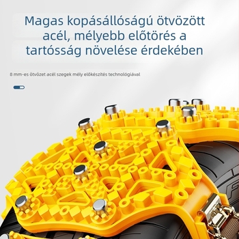 Univerzális gumi hólánc autókhoz és SUV-khoz, illeszkedik a 165–265 mm kerék szélességhez, súlya 2,8 kg