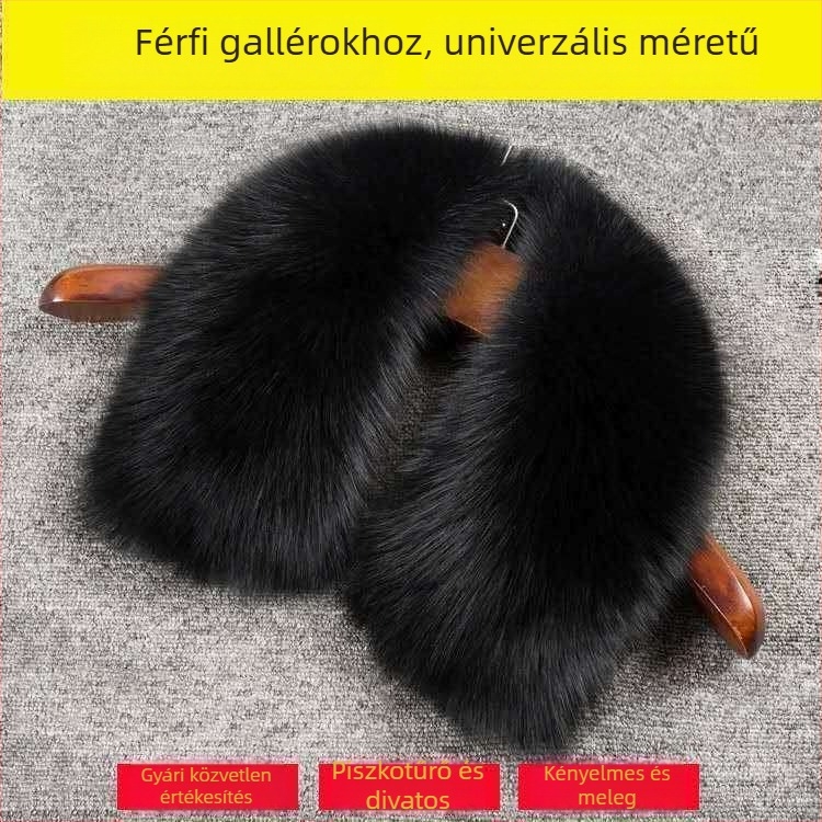 Férfi nyúlszőrös pamut kabát leválasztható nyúlszőr gallérral, kerek nyakú dzseki, meleg (Specifikációk: 15-60; Szélesség 15×60; Felnőttek)