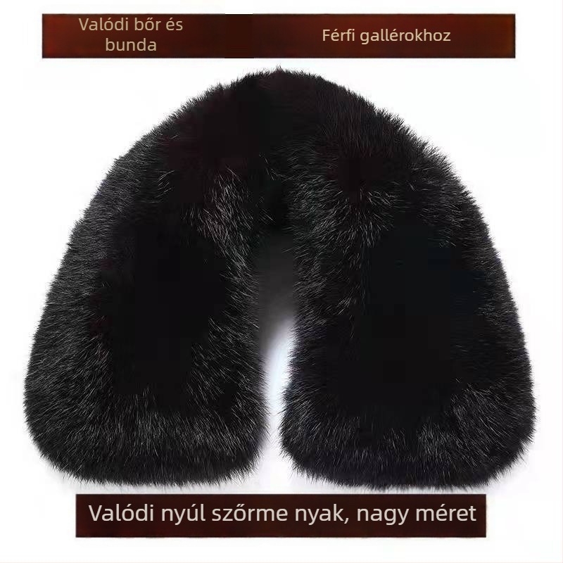 Férfi nyúlszőrös pamut kabát leválasztható nyúlszőr gallérral, kerek nyakú dzseki, meleg (Specifikációk: 15-60; Szélesség 15×60; Felnőttek)