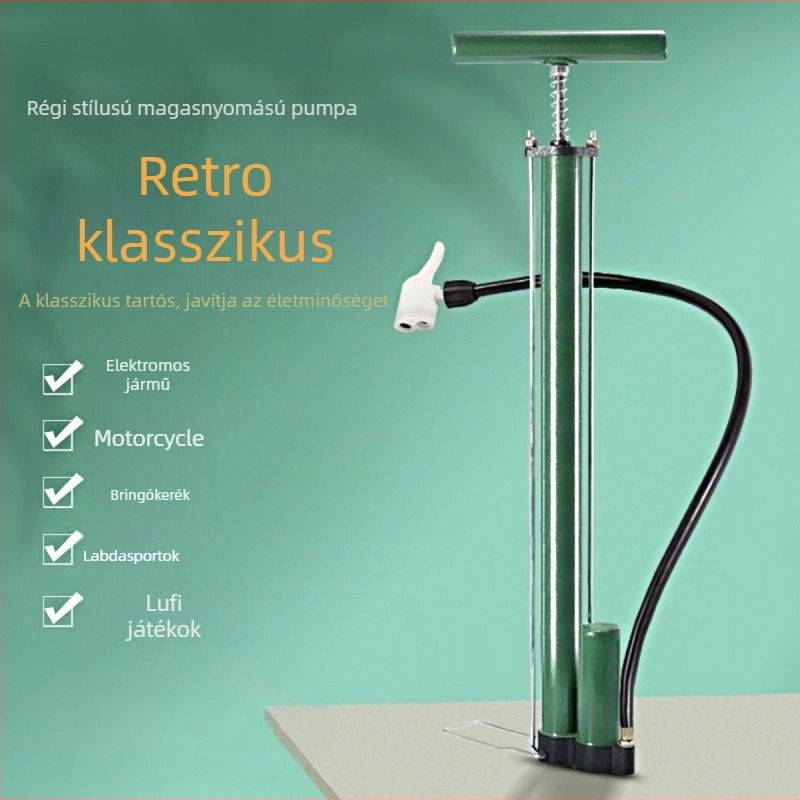 Kézi kerékpárpumpa, magas nyomású, univerzális MTB és országúti kerékpárokhoz, tartós
