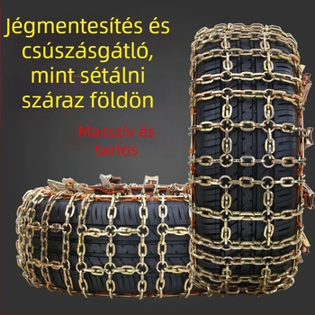 Acélból készült autógumi láncok, univerzálisak off-road SUV-k és szedánok számára, modell 8046, tömeg körülbelül 720 g, több modellhez