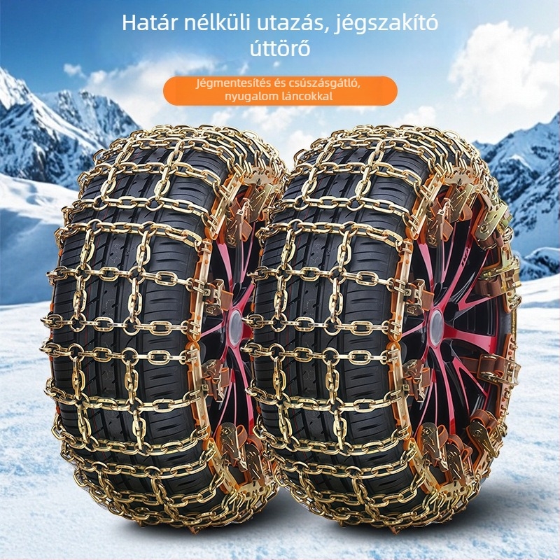 Acélból készült autógumi láncok, univerzálisak off-road SUV-k és szedánok számára, modell 8046, tömeg körülbelül 720 g, több modellhez