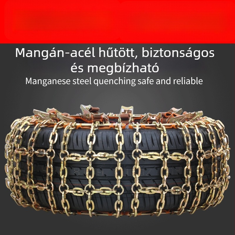 Acélból készült autógumi láncok, univerzálisak off-road SUV-k és szedánok számára, modell 8046, tömeg körülbelül 720 g, több modellhez