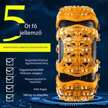 Téli csúszásgátló lánc autók és SUV-k számára, univerzális illeszkedés, automatikus feszítés, nem károsítja a gumikat
