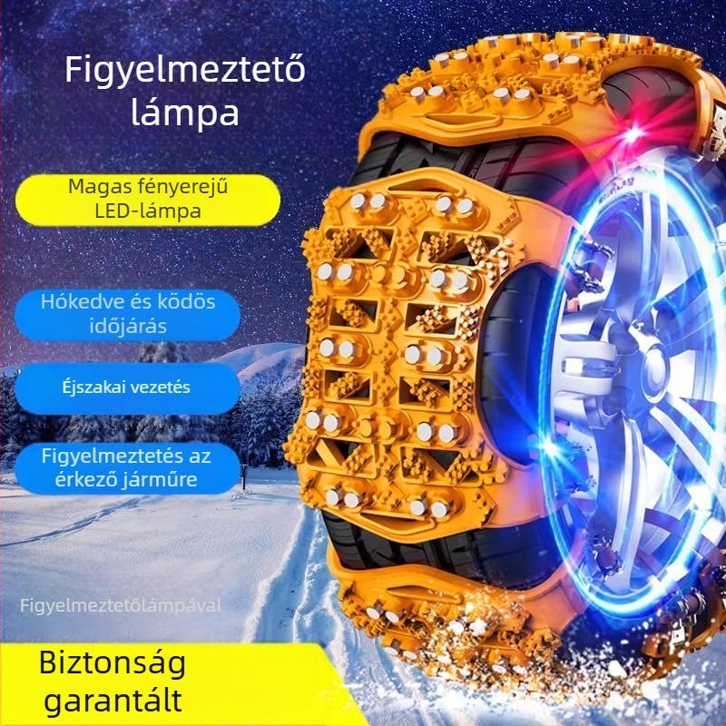Téli csúszásgátló lánc autók és SUV-k számára, univerzális illeszkedés, automatikus feszítés, nem károsítja a gumikat