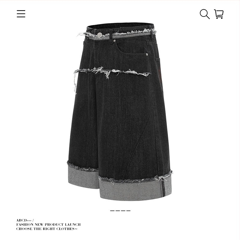 Denim rövidnadrág felhajtott szárú, laza egyenes szabás, 95% pamut, utcai stílus, nyár 2025