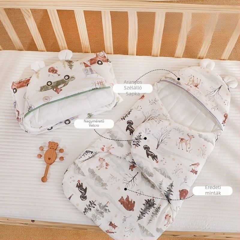 Újszülött hálózsák ölelésvédő dizájnnal, 100% pamut, legfeljebb 0,5 kg, rajzfilm-stílus, testreszabás elérhető