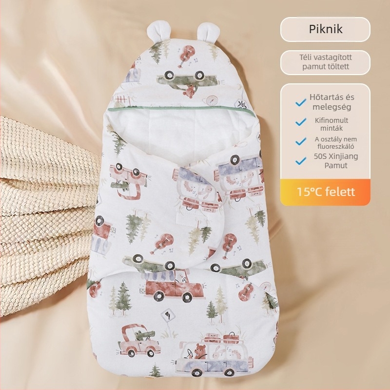 Újszülött hálózsák ölelésvédő dizájnnal, 100% pamut, legfeljebb 0,5 kg, rajzfilm-stílus, testreszabás elérhető