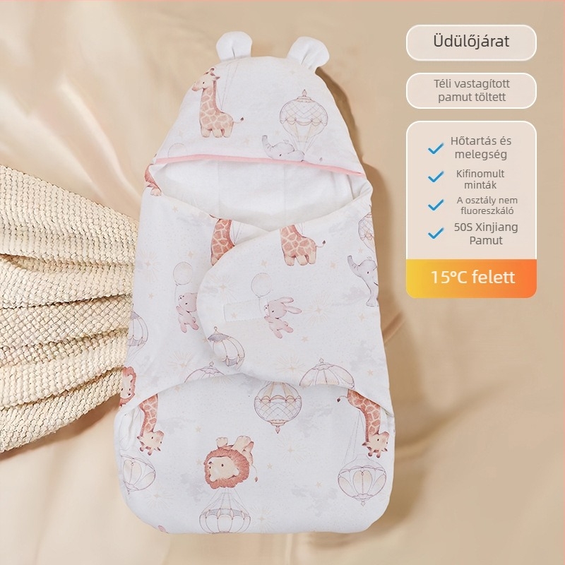 Újszülött hálózsák ölelésvédő dizájnnal, 100% pamut, legfeljebb 0,5 kg, rajzfilm-stílus, testreszabás elérhető