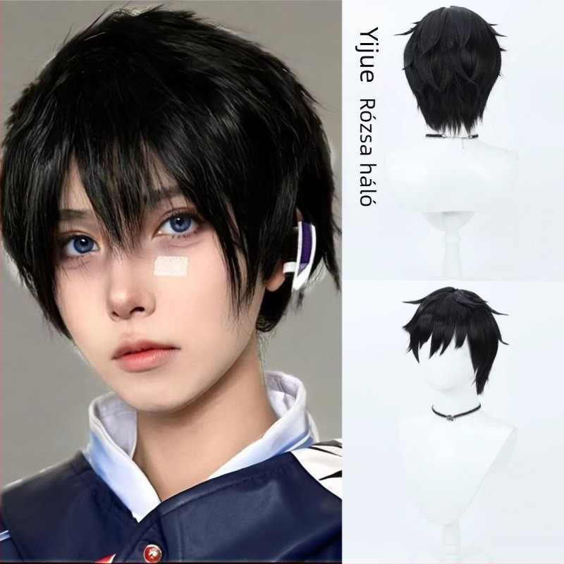 Cosplay paróka férfiaknak, rövid egyenes haj, DM-180 modell, anyag: magas hőálló vezeték, festhető és göndöríthető