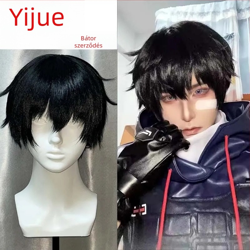 Cosplay paróka férfiaknak, rövid egyenes haj, DM-180 modell, anyag: magas hőálló vezeték, festhető és göndöríthető