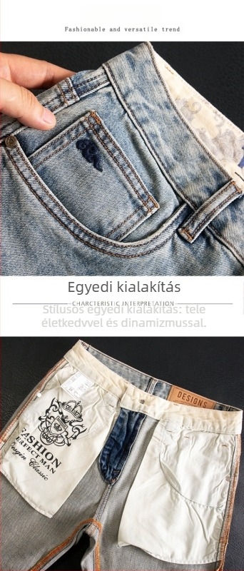 Farmernadrág, szűk fazon, középmagas derekú, cipzáras záródású, 70% poliészter, mosott felület