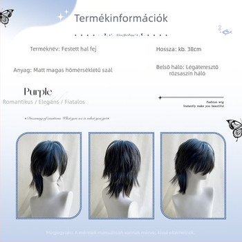 Paróka, mullet-stílus, magas hőálló szál, mechanizmusos feldolgozás, modell 551
