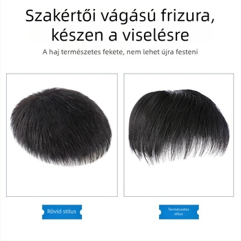 Férfi valós hajú paróka a fejtetőre, gépileg készített ragasztóalappal, rövid haj hossz, modell FKFS-N01