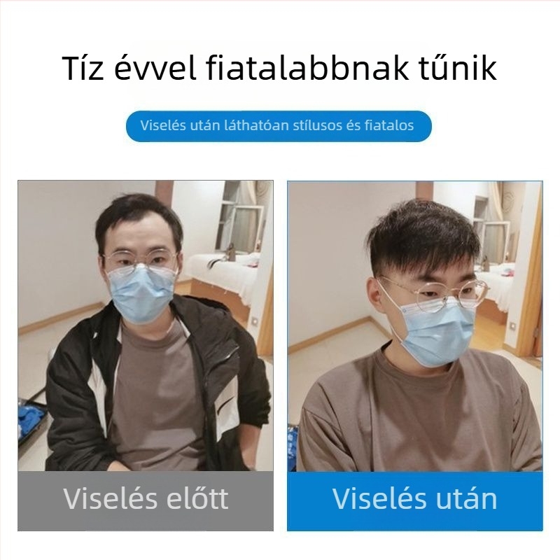 Férfi valós hajú paróka a fejtetőre, gépileg készített ragasztóalappal, rövid haj hossz, modell FKFS-N01