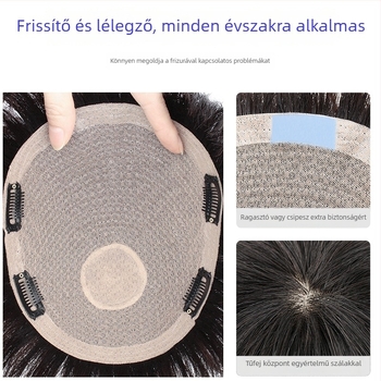 Férfiaknak szóló rövid, texturált paróka, ősz haj fedésére és a volumen növelésére, emberi hajból, festhető és permálható