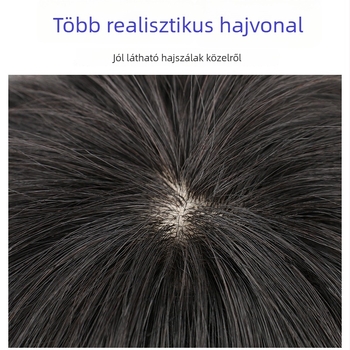 Férfiaknak szóló rövid, texturált paróka, ősz haj fedésére és a volumen növelésére, emberi hajból, festhető és permálható