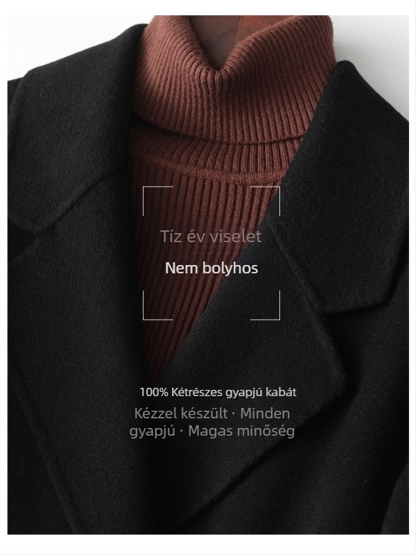 Női gyapjú kabát – egyenes szabás, középméretű hossz, zakó nyak, egygombos záródás, gyapjú tartalom 95% felett
