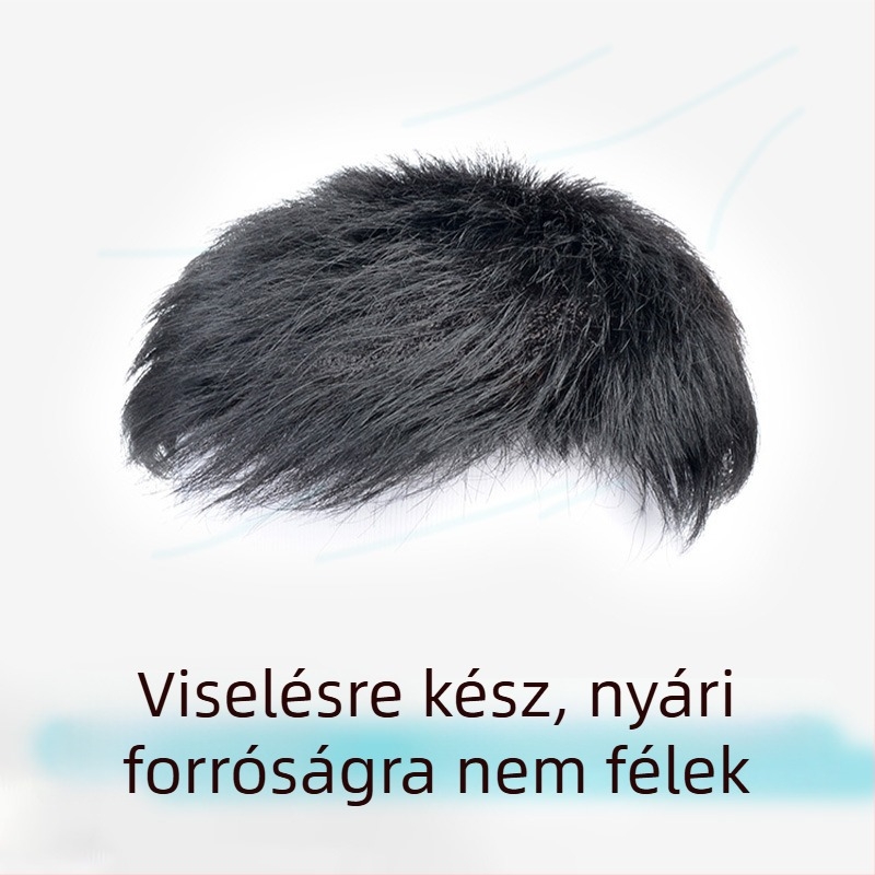 Férfi rövid paróka valódi hajból, blokk stílus, mechanikus feldolgozás