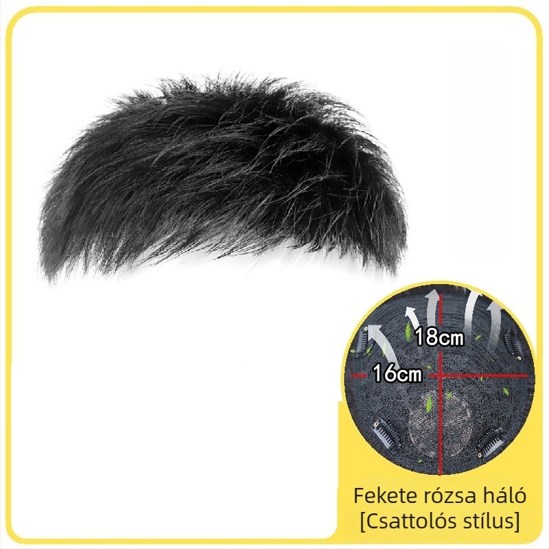 Férfi rövid paróka valódi hajból, blokk stílus, mechanikus feldolgozás